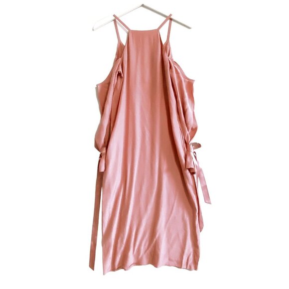 ASOS silk satin cold shoulder midi dress in rose pink, Size 0 - Picture 12 of 12